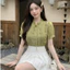 Áo sơ mi nữ cổ bèo xếp ly dây nơ cổ A2646 Kymie