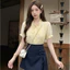 Áo sơ mi nữ cổ bèo xếp ly dây nơ cổ A2646 Kymie