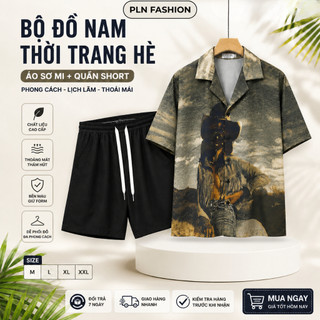 bộ đồ nam hè mặc đi chơi đi biển đi du lịch họa tiết in nét, set quần áo nam hè cao cấp PLNfahion