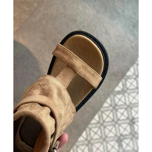 Giày sandal trẻ em mùa hè 2026 mới, kiểu Hàn Quốc, sandal cao cổ thời trang kiểu La Mã với khóa dành cho bé gái.