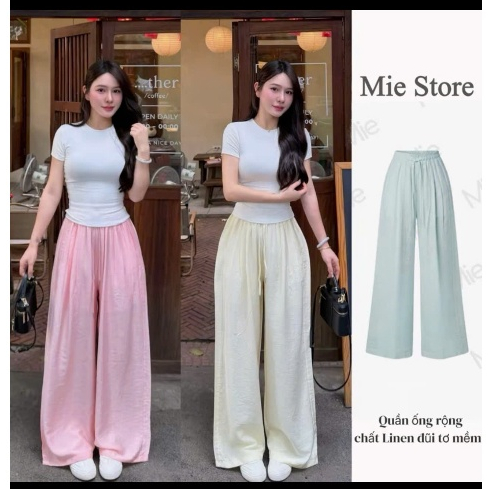 Quần suông hè chất đũi tơ 2 lớp mềm mát form 40-70kg chất linen đũi tơ dáng dài 100cm mềm nhẹ Q111.