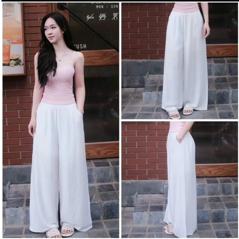 Quần suông hè chất đũi tơ 2 lớp mềm mát form 40-70kg chất linen đũi tơ dáng dài 100cm mềm nhẹ Q111.