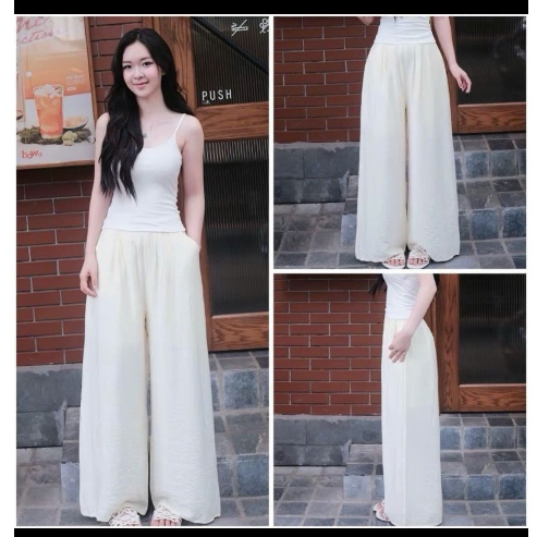 Quần suông hè chất đũi tơ 2 lớp mềm mát form 40-70kg chất linen đũi tơ dáng dài 100cm mềm nhẹ Q111.