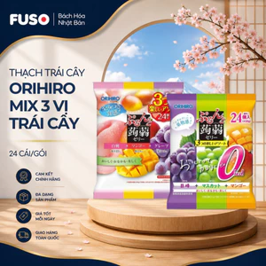 Thạch Trái Cây Orihiro Mix 3 Vị Trái Cây (Gói 24 Cái) – Thơm Ngon Thanh Mát, Giàu Chất Xơ - Fuso Bách Hoá Nhật Bản