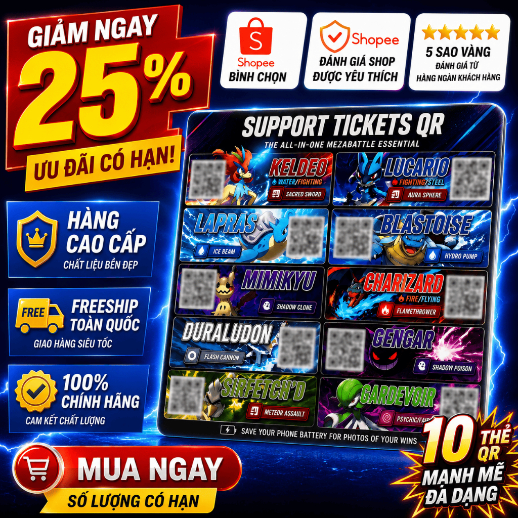 Support Mezastar Sticker QR Triệu Hồi Monster Hỗ Trợ Chiến Đấu Quét Máy Mezastar 2 Mặt