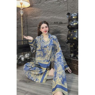 Đồ Bộ Pijama  Lụa Latin Lụa Mịn Tơ Tằm.Mẫu Truyền Thống , Có Hai Size  40-60 kg và 60-75 kg Vải Mềm Mát
