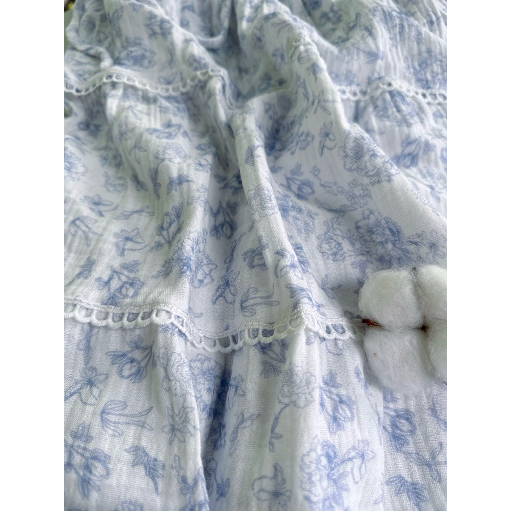 [Nắng.room]đồ mặc nhà váy 2 dây viền ren vải muslin cotton cao cấp Hàn Quốc vải 2 lớp thấm hút mồ hôi tốt