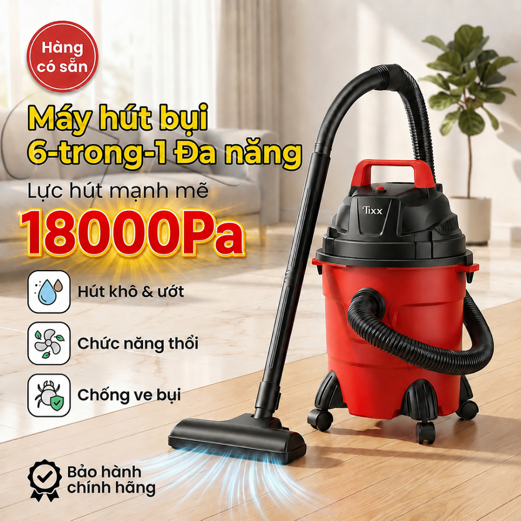 Tixx máy hút bụi 15L Máy hút bụi dùng được cho cả khô và ướt 650W