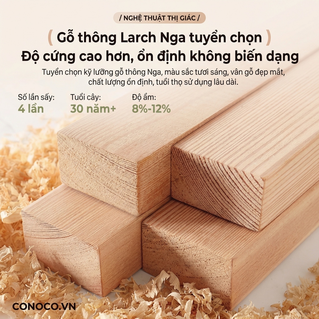 Giường ngủ gỗ hiện đại CONOCO bọc nệm đầu giường khung gỗ chắc chắn 120-180cm