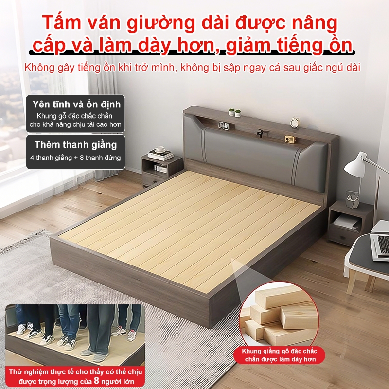 Giường ngủ gỗ hiện đại CONOCO bọc nệm đầu giường khung gỗ chắc chắn 120-180cm