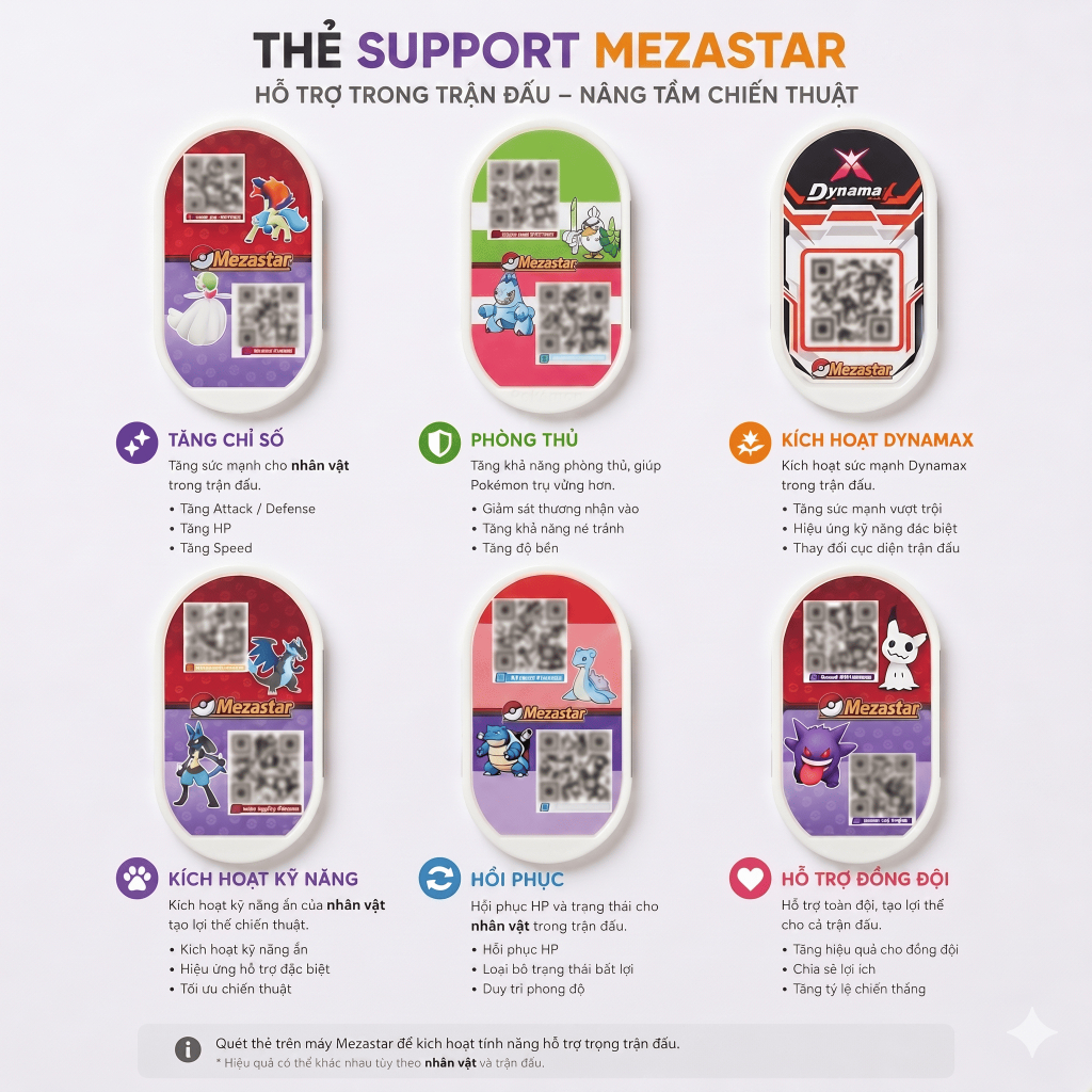 Bộ 3 Thẻ Supports Mezastar 100% Dynamax 2 Mặt Hỗ Trợ Chiến Đấu Tặng Kèm Bọc Thẻ Cao Cấp