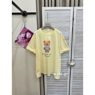 Áo Phông Vàng Chanh Hình Gấu Form Rộng