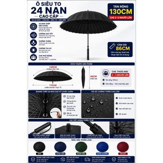 Ô Siêu To 24 Nan Cán Dài Bền Chắc | Dù Chống Gió Tán Rộng 130cm Che Mưa Nắng 2-3 Người