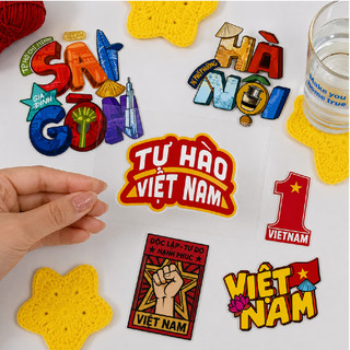 Tem Decal UV DTF chữ Việt Nam cách điệu 6,5cm dán Laptop, Dán Xe Máy, Dán Xe Điện