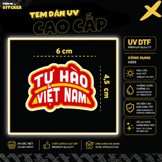Tem Decal UV DTF chữ Việt Nam cách điệu 6,5cm dán Laptop, Dán Xe Máy, Dán Xe Điện