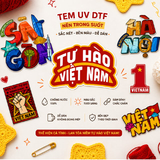 Tem Decal UV DTF chữ Việt Nam cách điệu 6,5cm dán Laptop, Dán Xe Máy, Dán Xe Điện