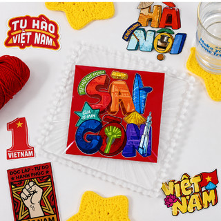Tem Decal UV DTF chữ Việt Nam cách điệu 6,5cm dán Laptop, Dán Xe Máy, Dán Xe Điện