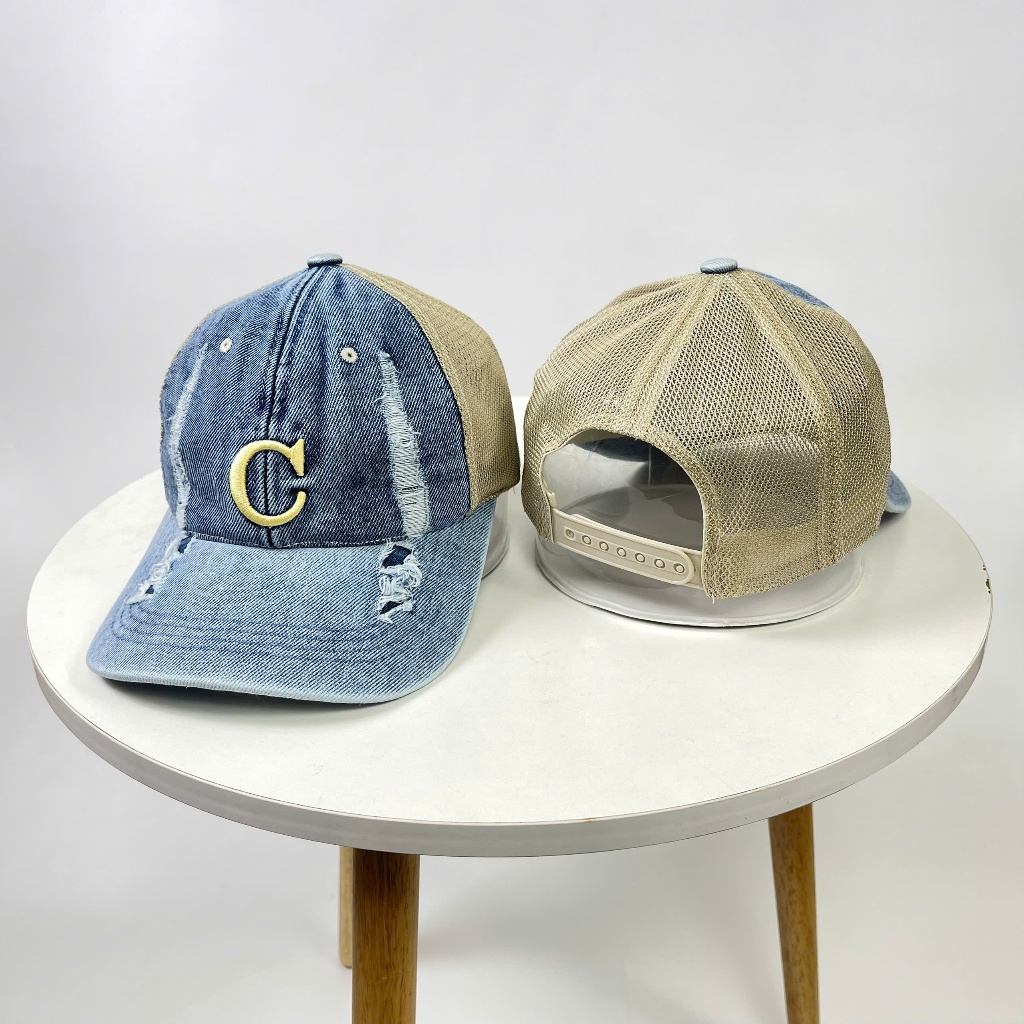 Mũ Lưỡi Trai chất Jean Form mềm phối lưới thêu Chữ cái Cao cấp Unisex Nam Nữ
