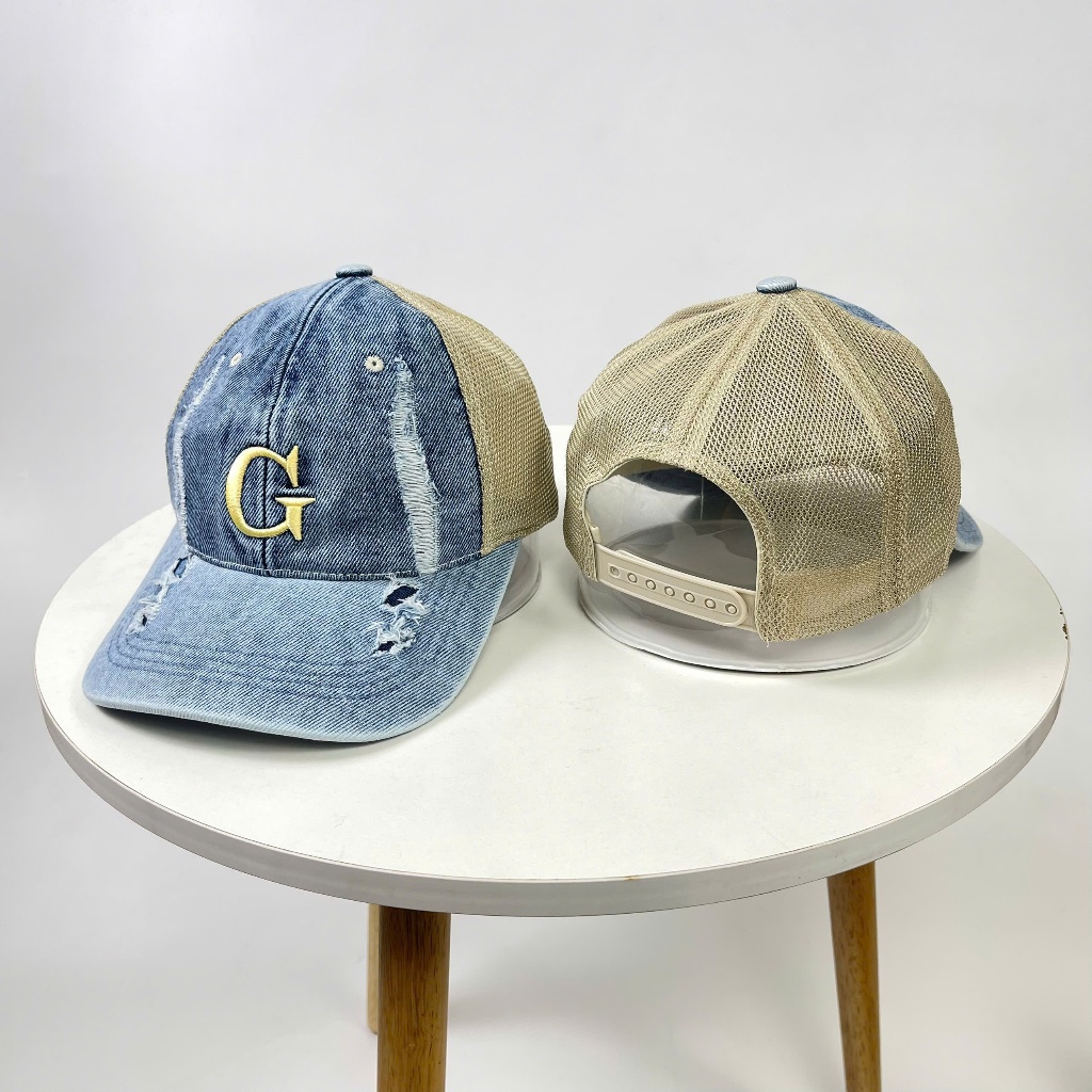 Mũ Lưỡi Trai chất Jean Form mềm phối lưới thêu Chữ cái Cao cấp Unisex Nam Nữ