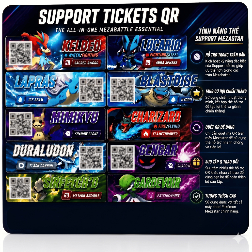 Support Mezastar Sticker QR Triệu Hồi Monster Hỗ Trợ Chiến Đấu Quét Máy Mezastar 2 Mặt