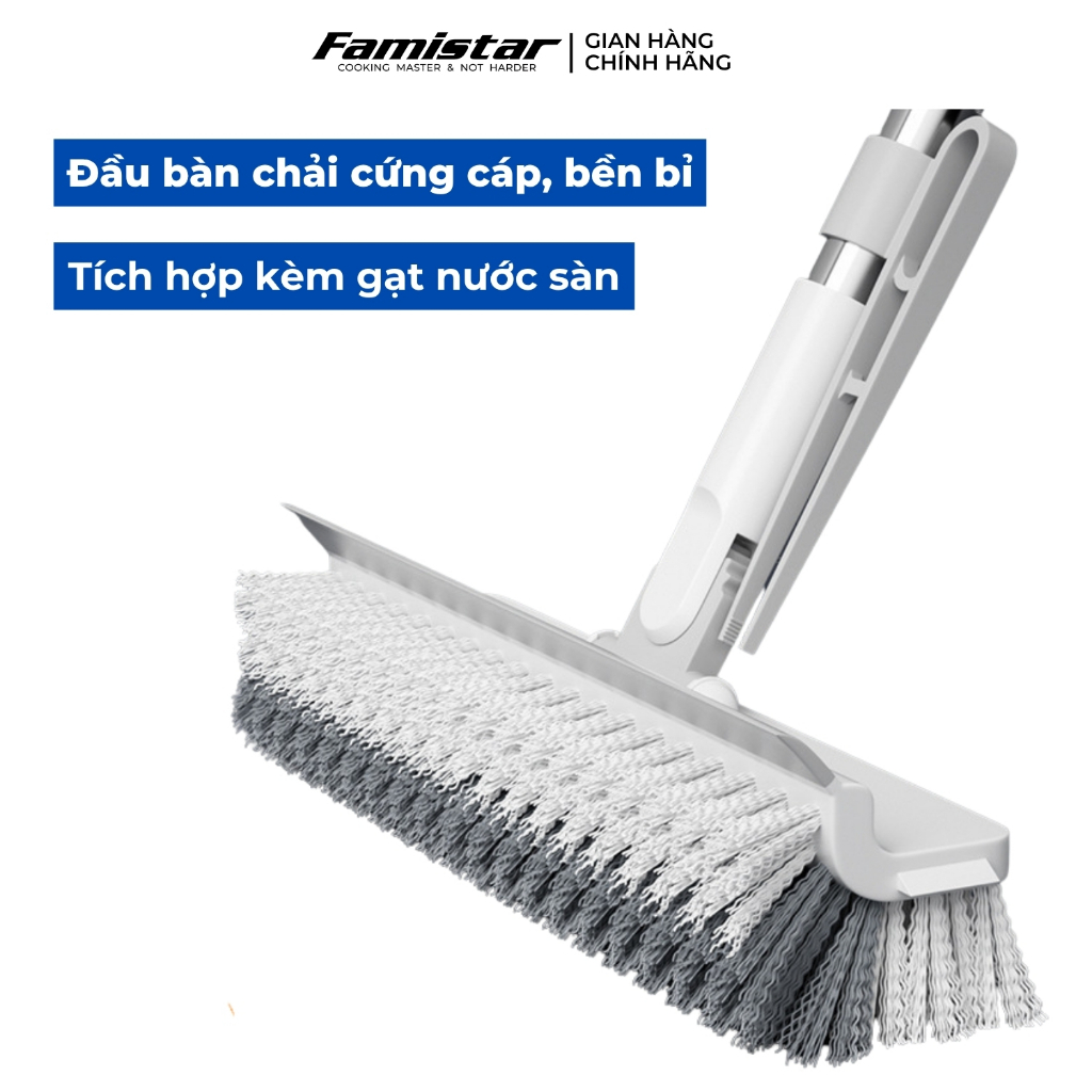 Cây chà sàn đầu chử A xoay 180 độ FAMISTAR, chổi cọ nhà vệ sinh toilet siêu sạch
