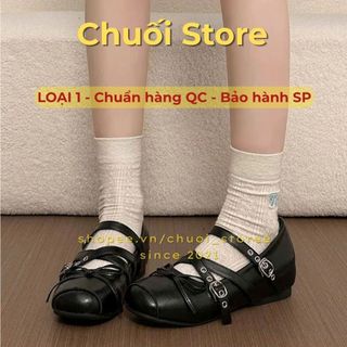 Giày bệt nữ da PU tổng hợp dệt vải đế cao su thời trang năng động cá tính chất cao cấp