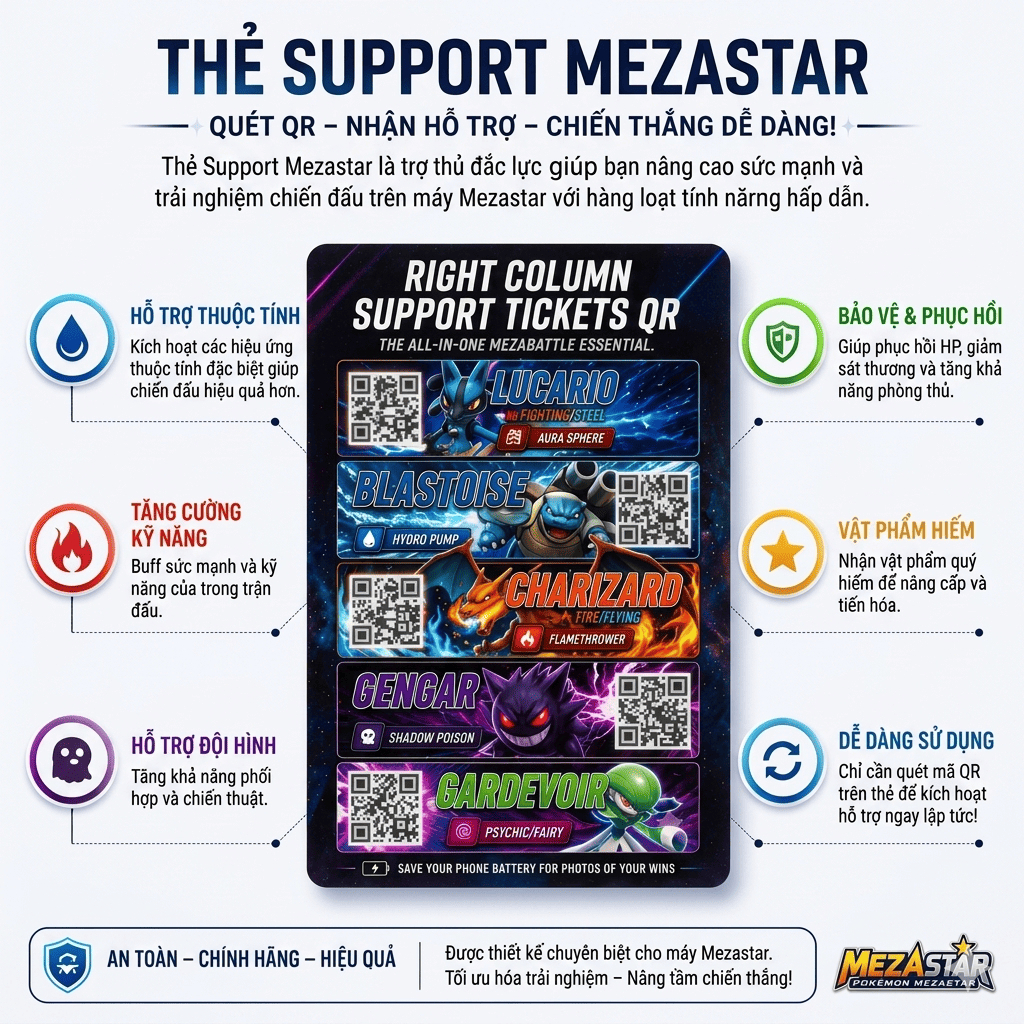 Support Mezastar Sticker QR Triệu Hồi Monster Hỗ Trợ Chiến Đấu Quét Máy Mezastar Cao Cấp