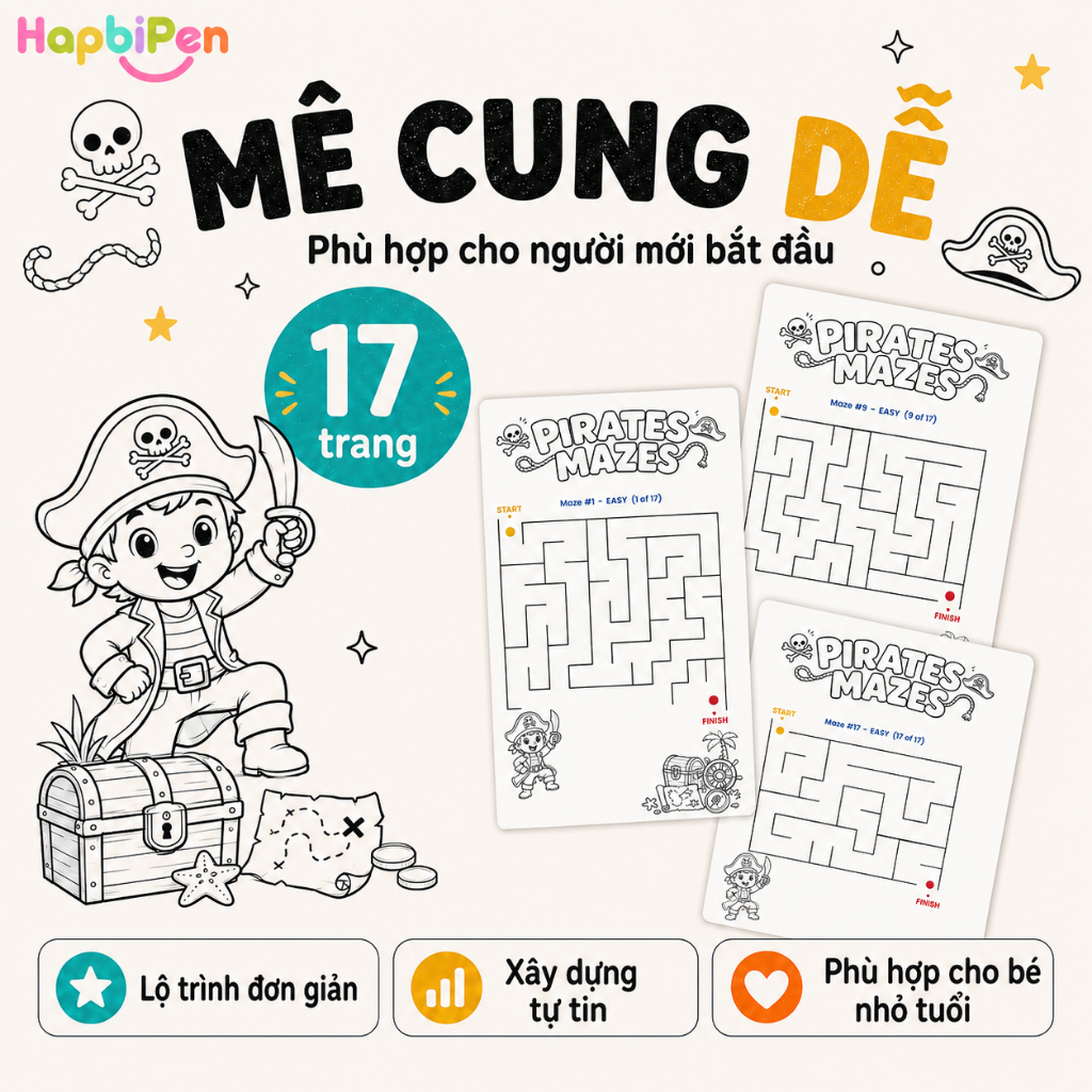 Bộ 50 Tờ Tranh Trò Chơi Giải Mã Mê Cung Maze Game - Đồ chơi giáo dục sớm Phát Triển Tư Duy Cho Bé