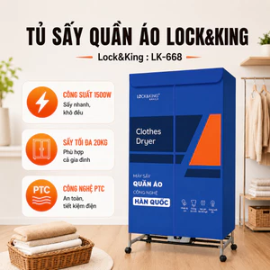 Tủ Sấy Quần Áo Lock&King LK-668 1500W Sấy 20KG Công Nghệ PTC Khô Nhanh Mùa Mưa
