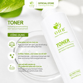Combo 5 Phút Rạng Rỡ: Sữa Rửa Mặt OHB 100ml, Toner OHB 120ml & Kem chống nắng 2in1 OHB 50ml
