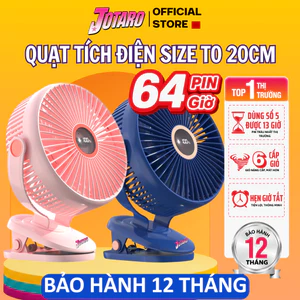 Quạt Tích Điện Kẹp LOẠI TO JOTARO J28 Pin Siêu Trâu 60Giờ, Hiện thị %pin, Dung Lượng Pin lớn, Lồng quạt 20cm