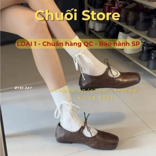 Giày bệt nữ da PU tổng hợp dệt vải đế cao su đơn giản dễ thương tiểu thư thoải mái