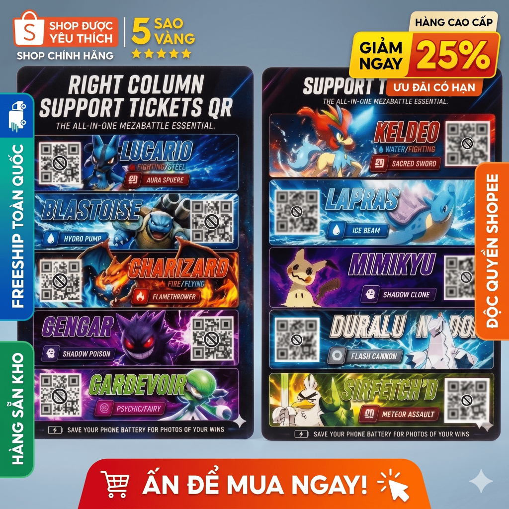 Support Mezastar Sticker QR Triệu Hồi Monster Hỗ Trợ Chiến Đấu Quét Máy Mezastar Cao Cấp