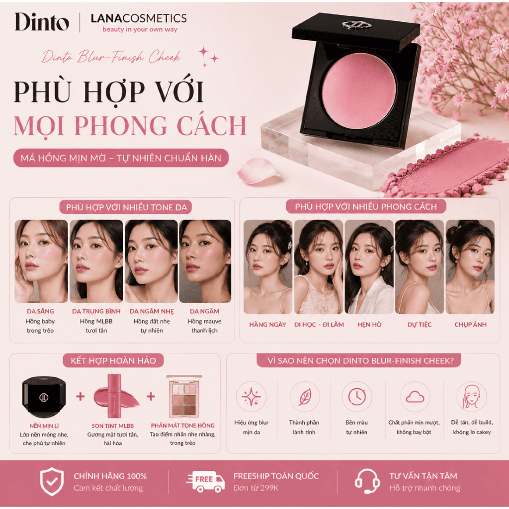 Má hồng kem thuần chay Dinto căng bóng mịn lì Be My Wendy Marshmallow & Melting Blusher