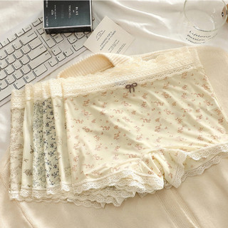 Combo 3 Quần Lót Su Nữ Dáng Đùi Ren Nơ Hoa Nhí, Quần Chip Mềm Mịn Chống Hằn Thoáng Khí King Shop L-6448