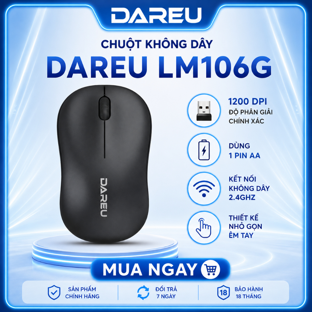 Chuột Không dây DareU LM106G - Hàng Mới Chính Hãng.
