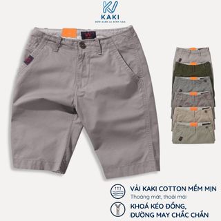 Quần short kaki nam, cotton dày dặn KV Cam Kaki form regular fit basic, khóa kéo đồng, bền màu
