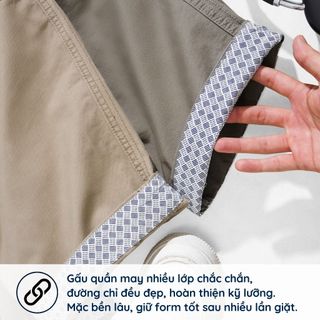Quần short kaki nam, cotton dày dặn KV Cam Kaki form regular fit basic, khóa kéo đồng, bền màu