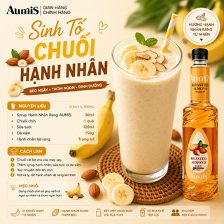 Siro Syrup Hạnh Nhân Nướng Aumis 750ml – Hương Hạnh Nhân Dùng Pha Chế Cafe, Trà Sữa Cho Tiệm Nước