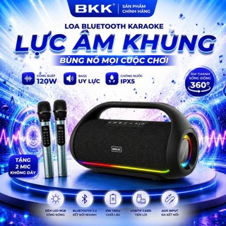 🔈Loa Bluetooth Karaoke 120W Bass Căng, Kèm 2 Mic Không Dây, Led RGB, Hỗ Trợ AUX TF USB Bluetooth 5.3