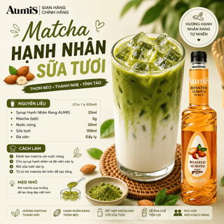 Siro Syrup Hạnh Nhân Nướng Aumis 750ml – Hương Hạnh Nhân Dùng Pha Chế Cafe, Trà Sữa Cho Tiệm Nước