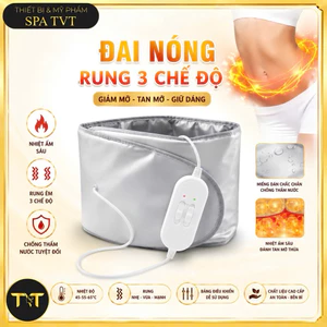 Đai Nóng Rung Giảm Béo Bụng Chất Liệu Da 3 Mức Nhiệt 3 Mức Rung Massage Thư Giãn