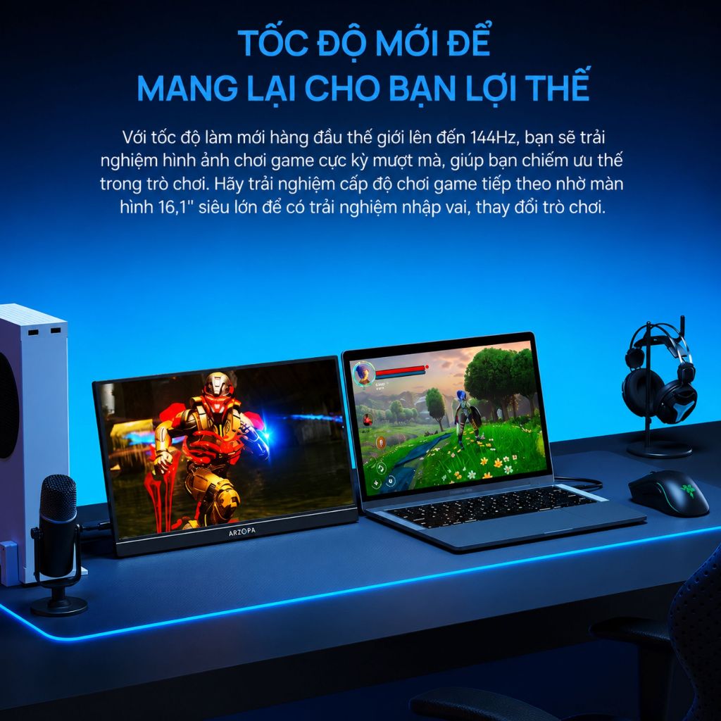 Màn Hình Di Động ARZOPA Z1FC 16.1" 144Hz IPS FHD | 106% sRGB | USB-C HDMI | Chính Hãng | Hỏa Tốc