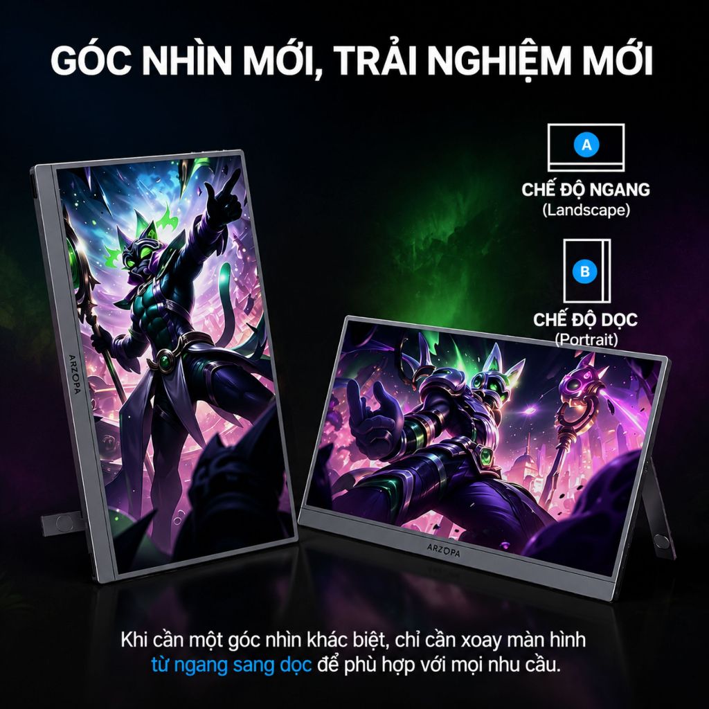 Màn Hình Di Động ARZOPA Z1FC 16.1" 144Hz IPS FHD | 106% sRGB | USB-C HDMI | Chính Hãng | Hỏa Tốc