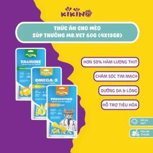 Súp Thưởng Cho Mèo Mr.Vet - Túi 60g - Bổ Sung Omega 3, Prebiotics, Taurine, Hỗ Trợ Tiêu Hóa