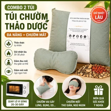Combo Túi Chườm Thảo Dược Đa Năng + Túi Chườm Mắt | Túi Chườm Nóng Thảo Mộc Tự Nhiên | Quà Tặng Chăm Sóc Sức Khỏe Gia Đì