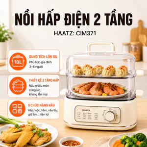 Nồi Hấp Điện 2 Tầng Haatz CIM371 10L 1000W 8 Chức Năng Nấu Hấp Đa Năng Chuẩn Hàn Quốc