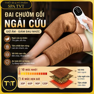 Đai Chườm Gối Ngải Cứu TVT Màu Nâu 10 Mức Nhiệt 4 Mức Hẹn Giờ, Đai Chườm Nóng Giảm Đau Nhức Khớp Gối