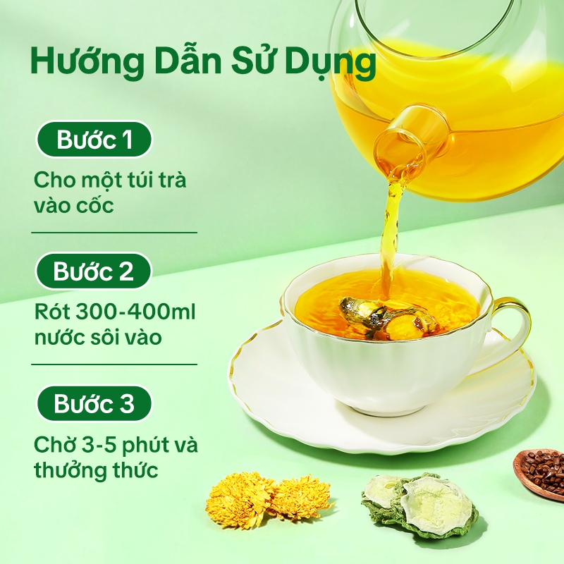Trà Thảo Mộc Tự Nhiên 105 Túi Lọc–Uống Hàng Ngày, An Thần, Mát Gan, Thanh Nhiệt Cơ Thể