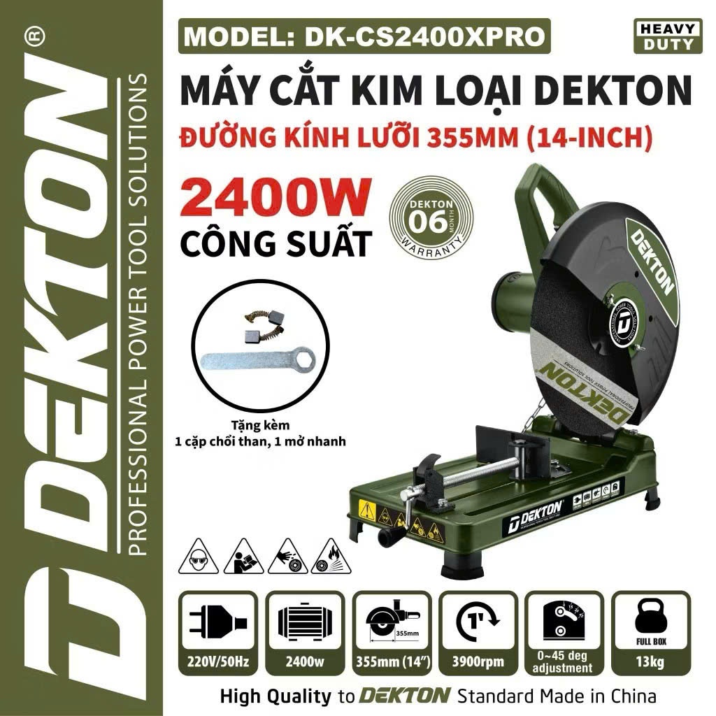 Máy Cắt Sắt Dekton DK-CS2400PRO - Công Suất 2400W - Đá Cắt 355mm - Hàng Chính Hãng